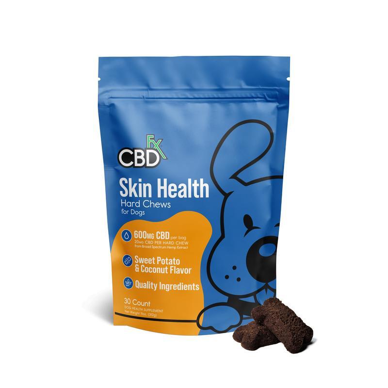 CBDfx Pet Treats  | Skin Health hard Chews | Broad Spectrum CBD